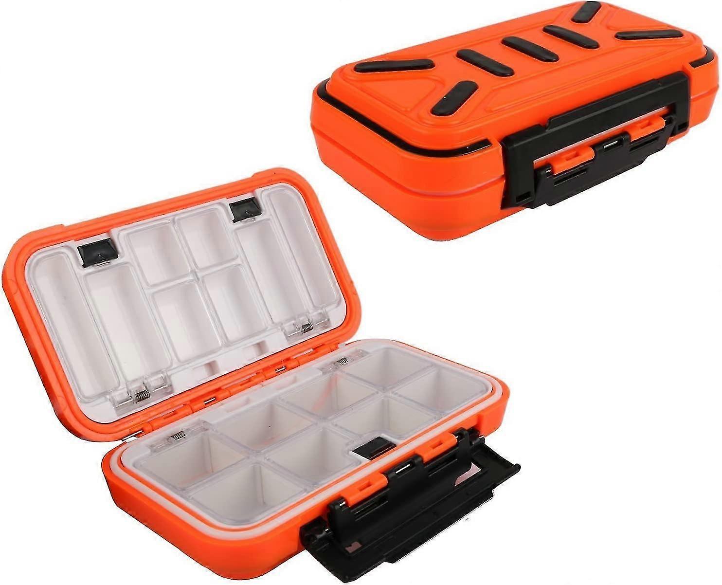 Plastic Fishing Tackle Box Lure Swivel Hook Bait Kit Large Storage (orange 1pc)