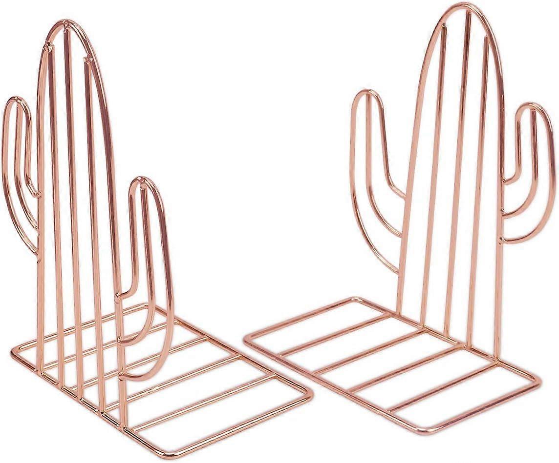 Metal Bookends, 1 Pair Heavy Duty Bookends for Bookshelves, Bookcases and Desk Organizers, Cactus Shaped for Gift, Filing Cabinet, Dividers and Divide