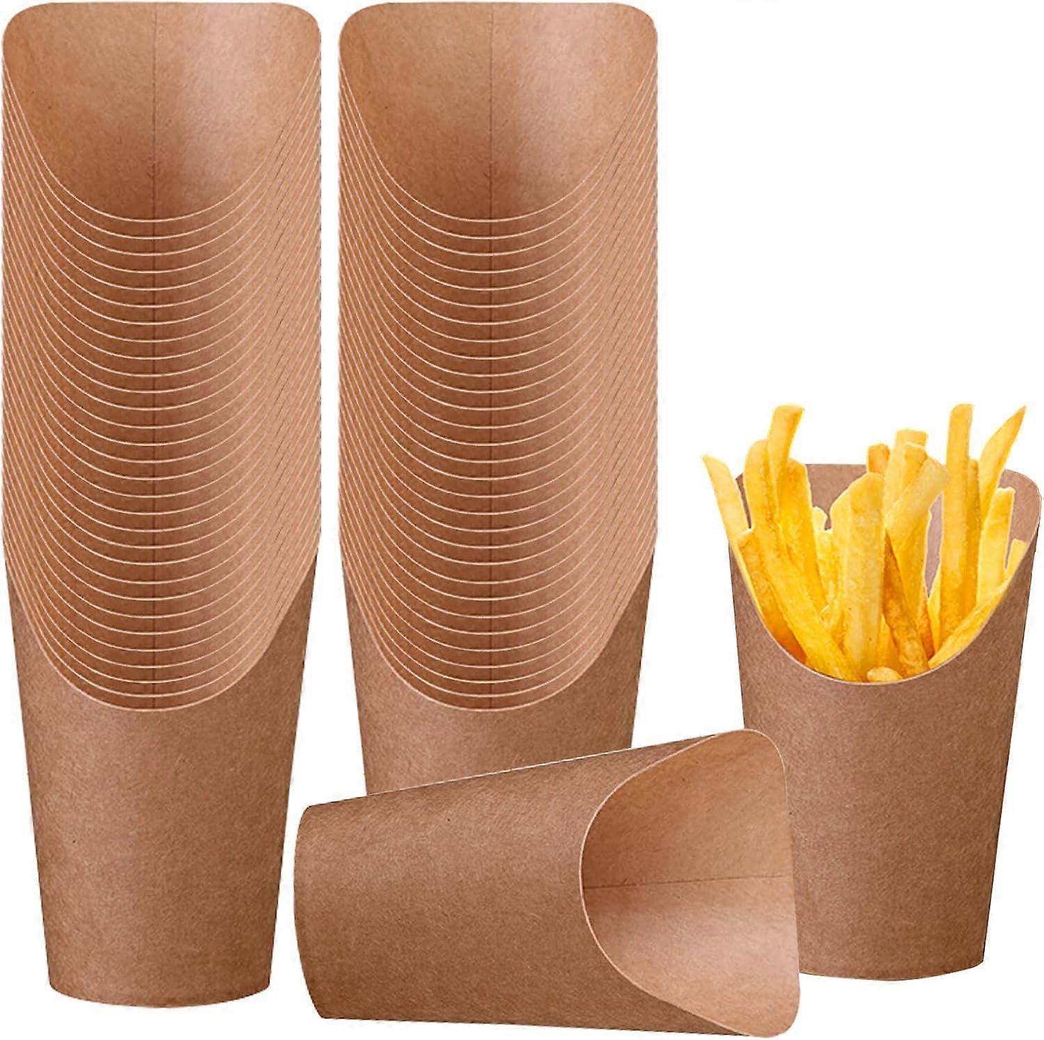 100 Pack Charcuterie Cups 14oz Disposable French Fry Holders Take-out Container Baking Waffle Kraft Paper Popcorn Boxe