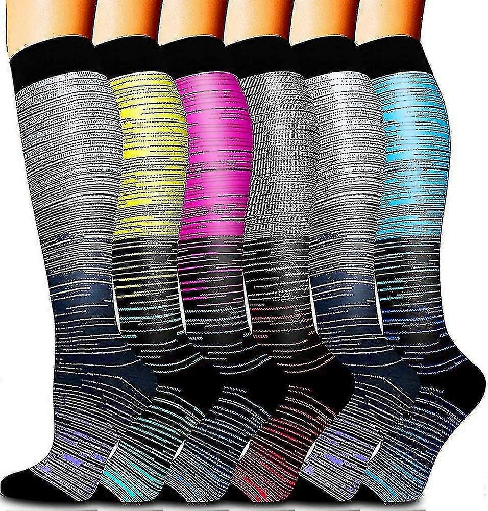 6 Pack Copper Unisex Compression Socks Circulation-best Support For Medical