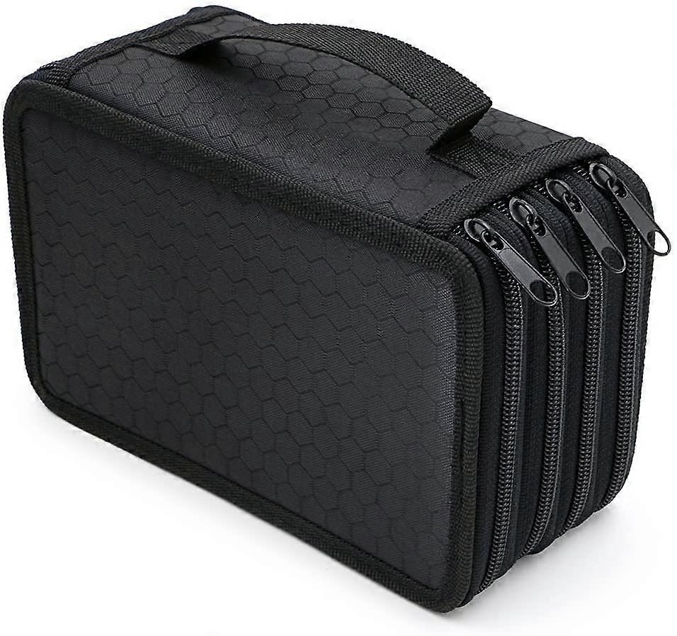 72 Holes Pencil Case/Pencil Bag for School and Office with Large Multi-Layer Capacity (Black)