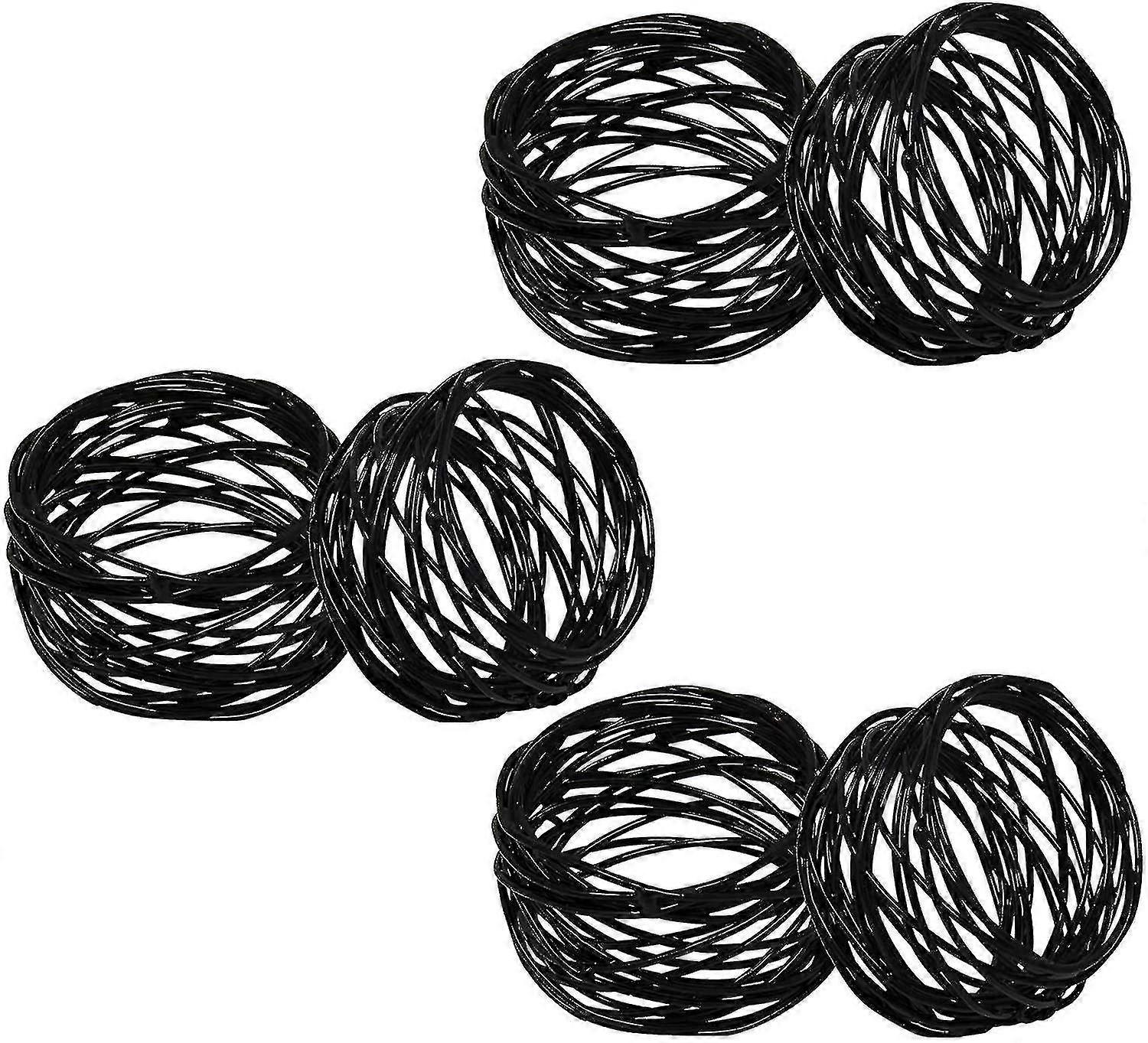 6 Pcs Napkin Ring, Table Decoration Napkin Buckle, Black