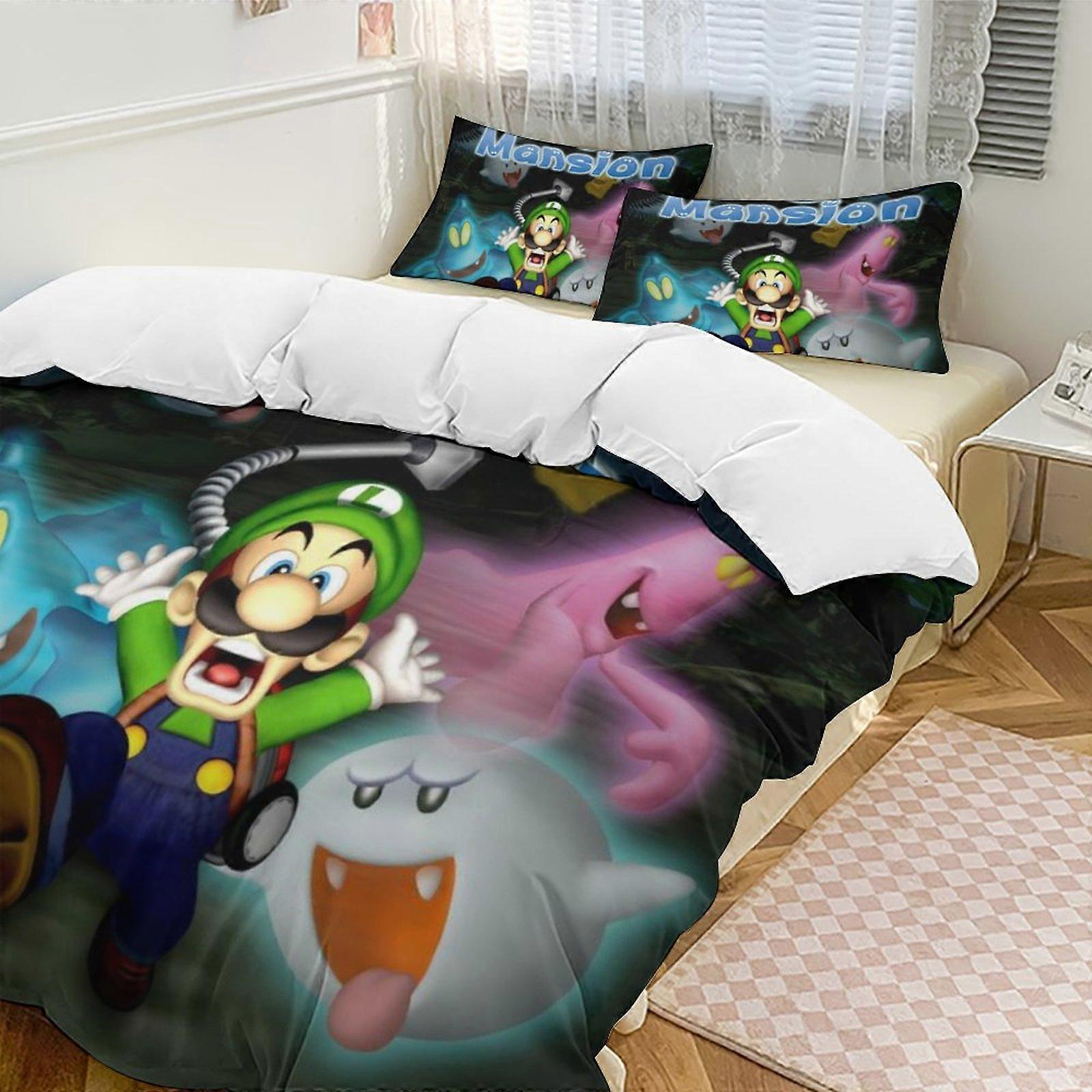 Nevresim takımı HL421 Luigi's Mansion Kuş Tüyü Nevresim Mikrofiber Nevresim Takımı, 1 Kuş Tüyü Nevresim ve 2 Yastık Kılıfı XN421