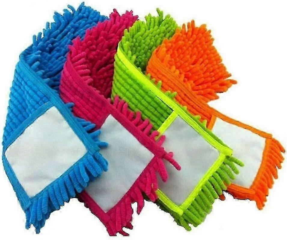 4 Stück Mikrofaser-Mopp-Nachfüller, Ersatzköpfe, Staub- und Bodentuchreinigung, waschbare Pads, Moppkopf (verschiedene Farben), 12 x 40 cm