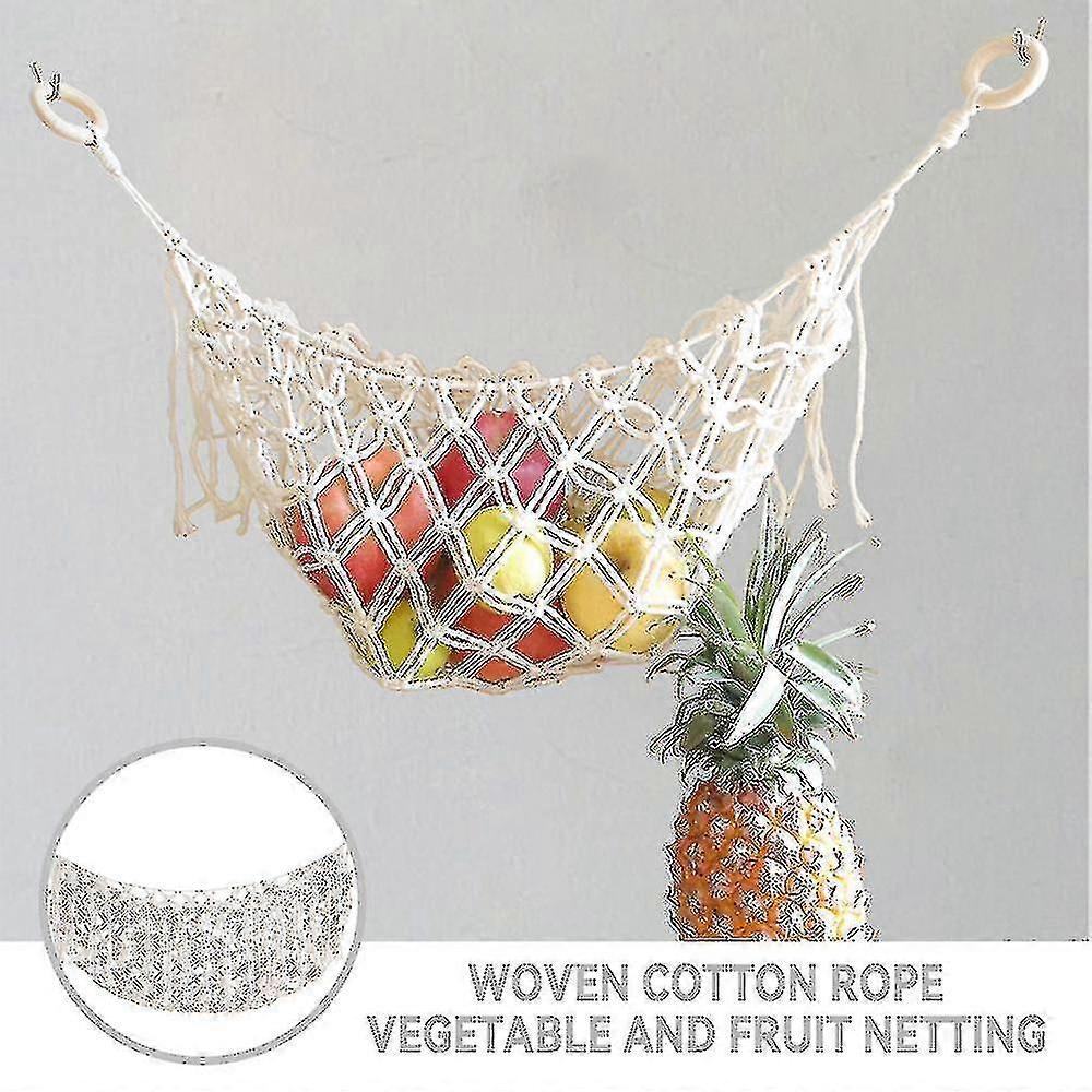 Fruit And Vegetable Storage Hammock Space Saving Hand Woven Kitchen Decor