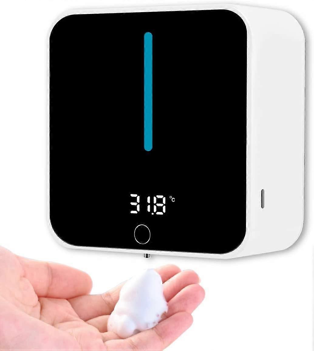 Wall-mounted Automatic Soap Dispenser, Soap Dispenser Lcd Screen Displaying Ambient Temperature And Speed, Can Be Cleaned With One Button 400ml, Foam