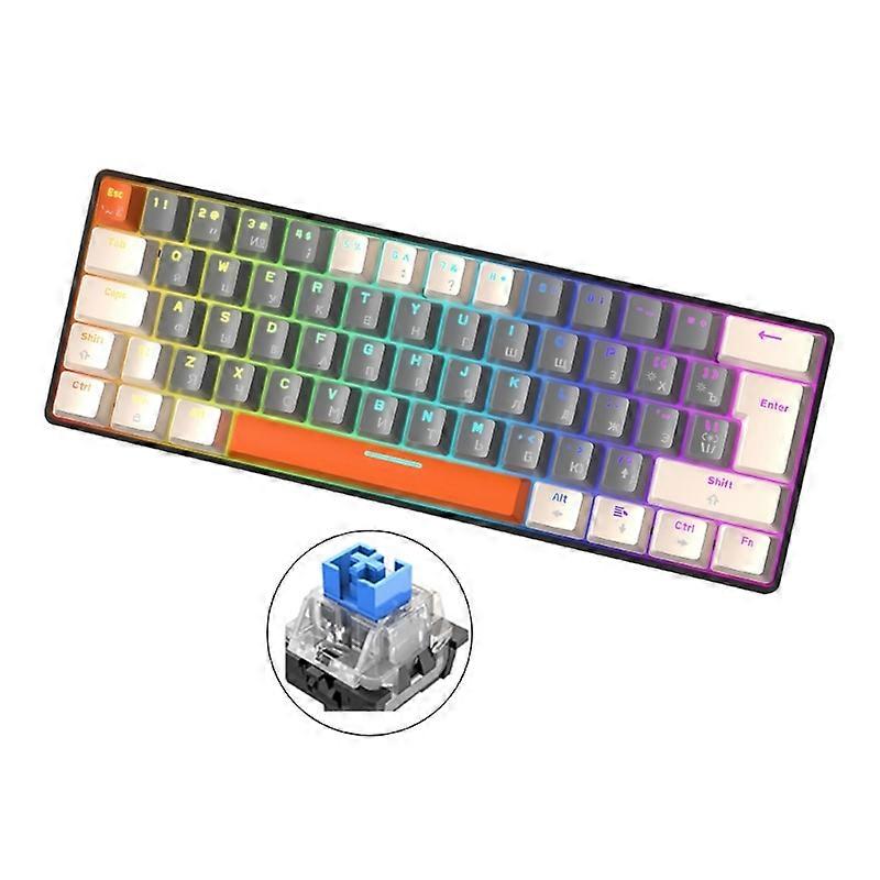 62 Keys RGB Type-C Wired Gaming Keyboard NKRO 60% Waterproof for Gamer Travel