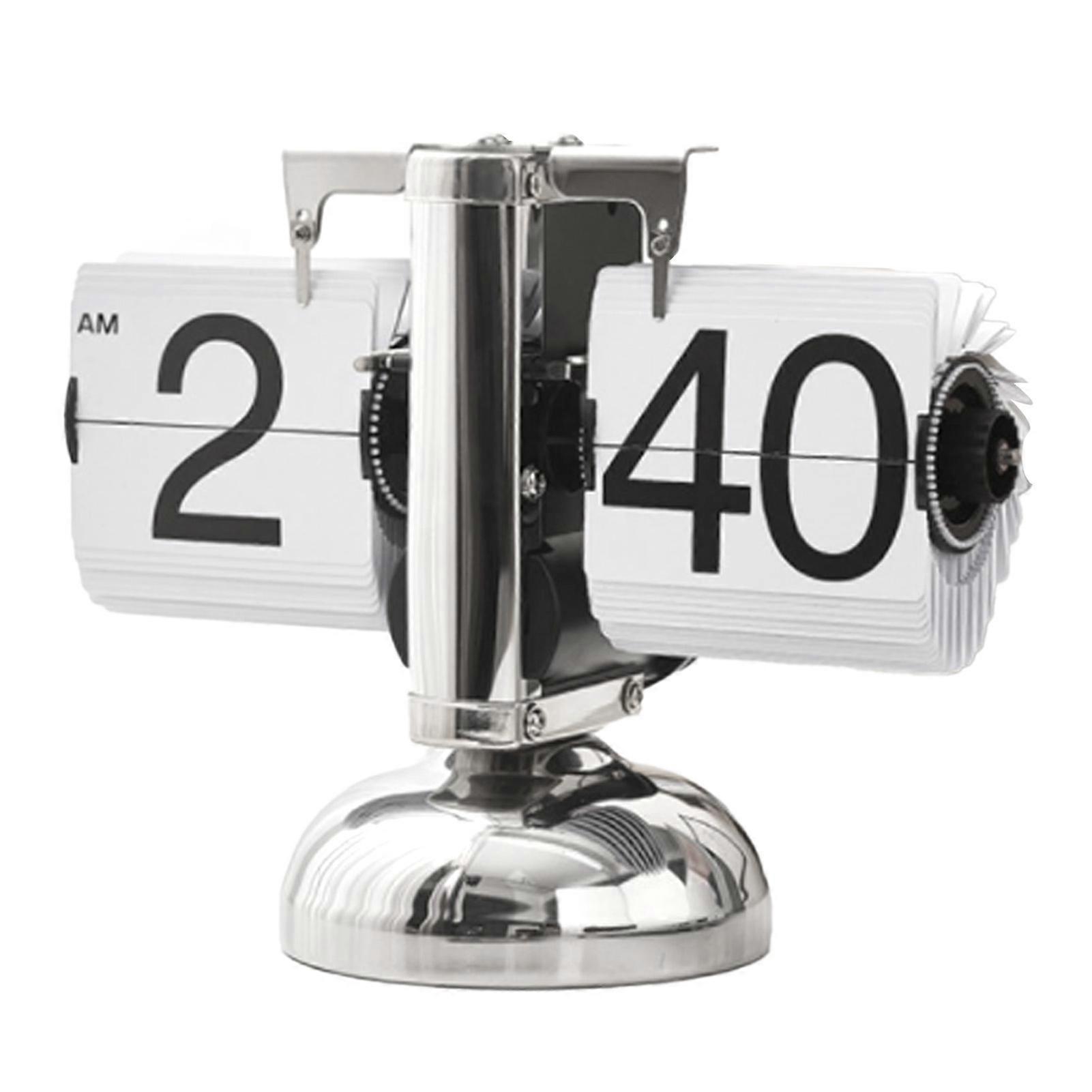 White Digital Flip Down Clock Retro Minimalist Auto Flip Mechanical Desk Clock for Home Living Room