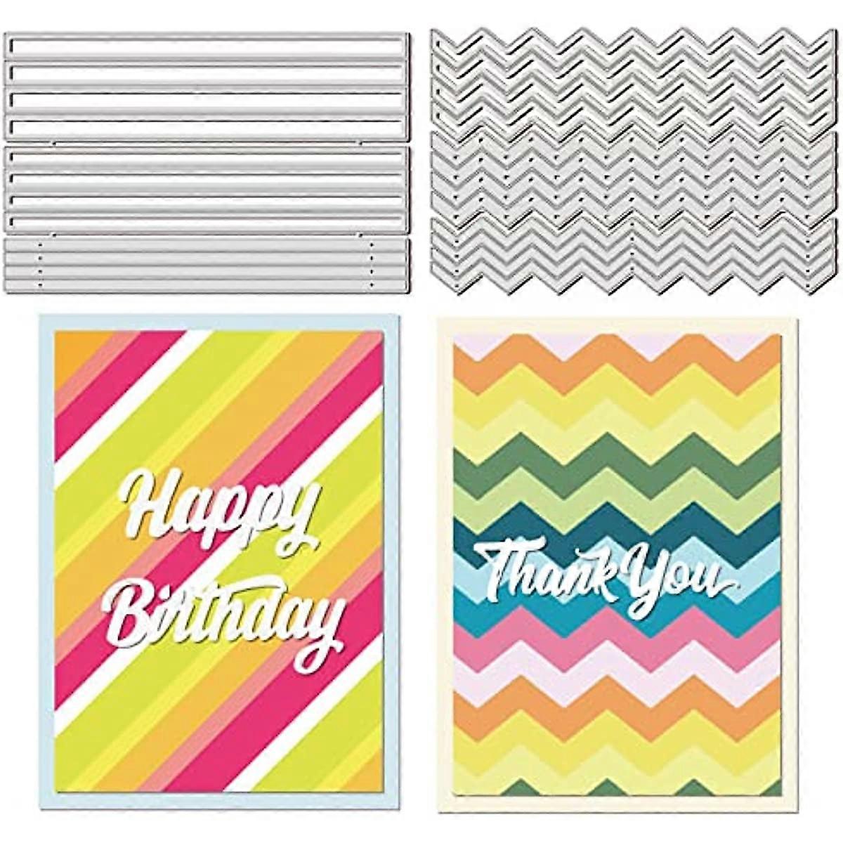2Pcs Rectangular Strips Cutting Die Metal Frame Background Die Cuts Embossing Stencils Template