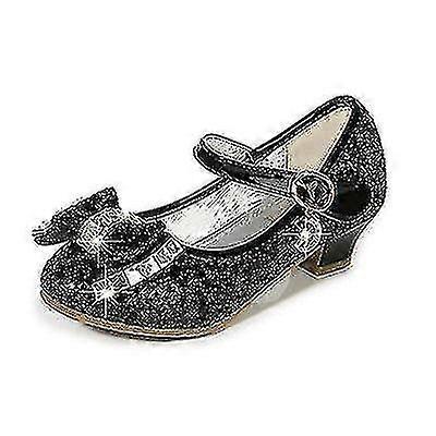 Prinsesse Børn Lædersko Til Piger Blomst Casual Glitter Børn Højhælede Sko