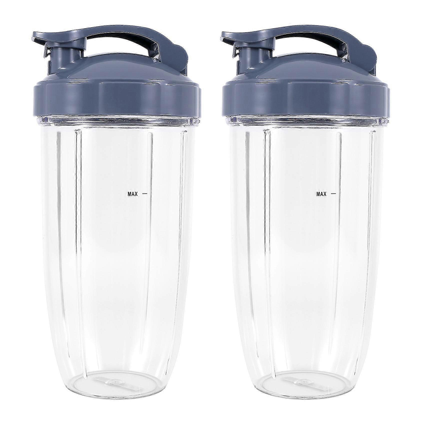 32oz Replacement Cups With Flip Top To Go Lid For 600w And Pro 900w Blender (2 Pack)