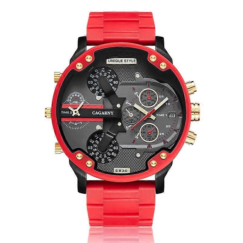 CAGARNY 6830 Rubberized Ste Band Watch For Men Red