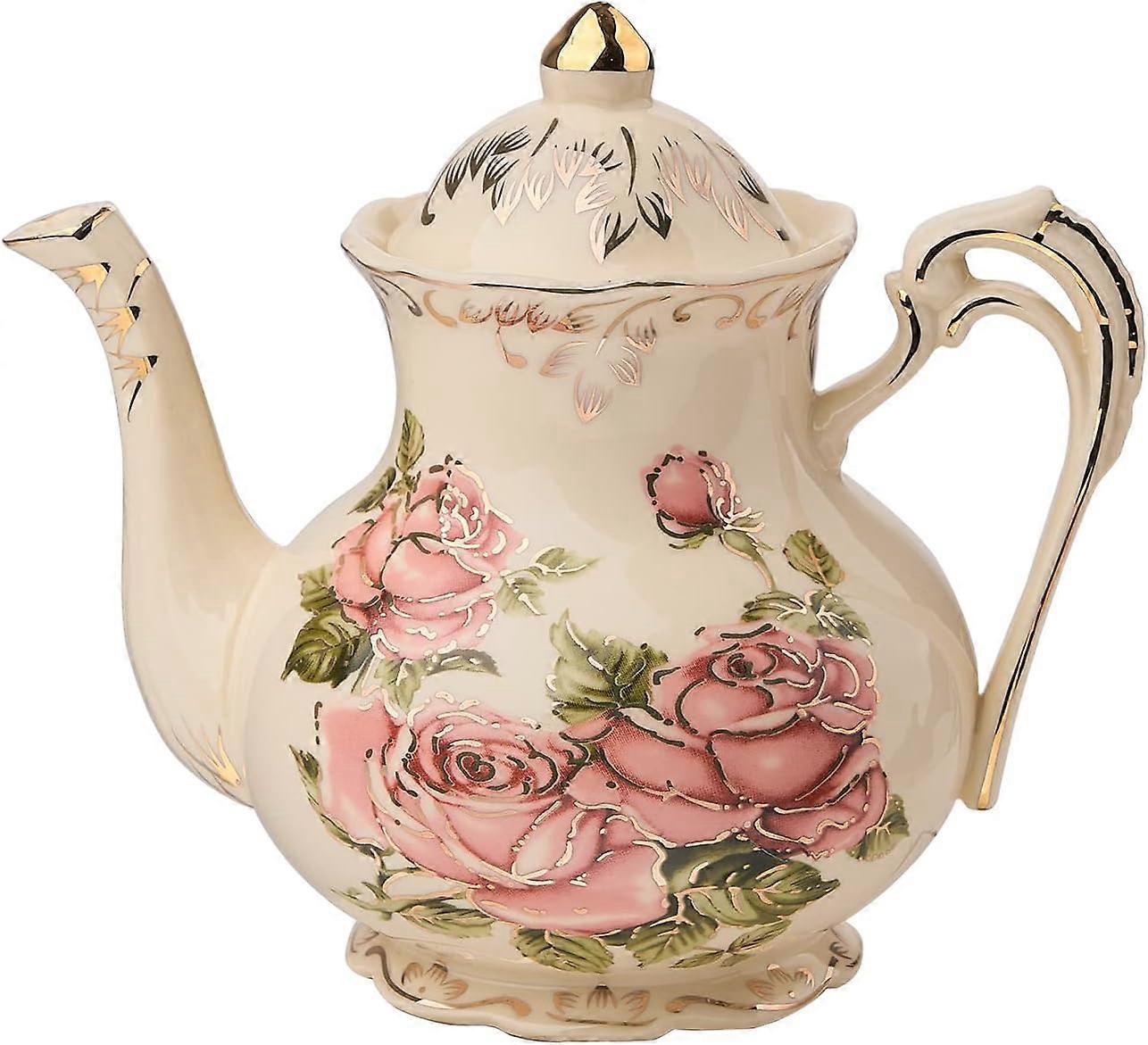 Classic Ceramic Teapot, Rose Patterns, Phnom Penh, 1200ML