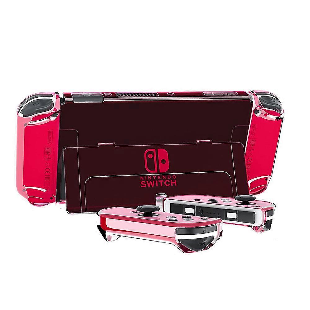 Dockable Clear PC Hard Case for Nintendo Switch OLED 2021 with Flip Stand Protective Cover Case