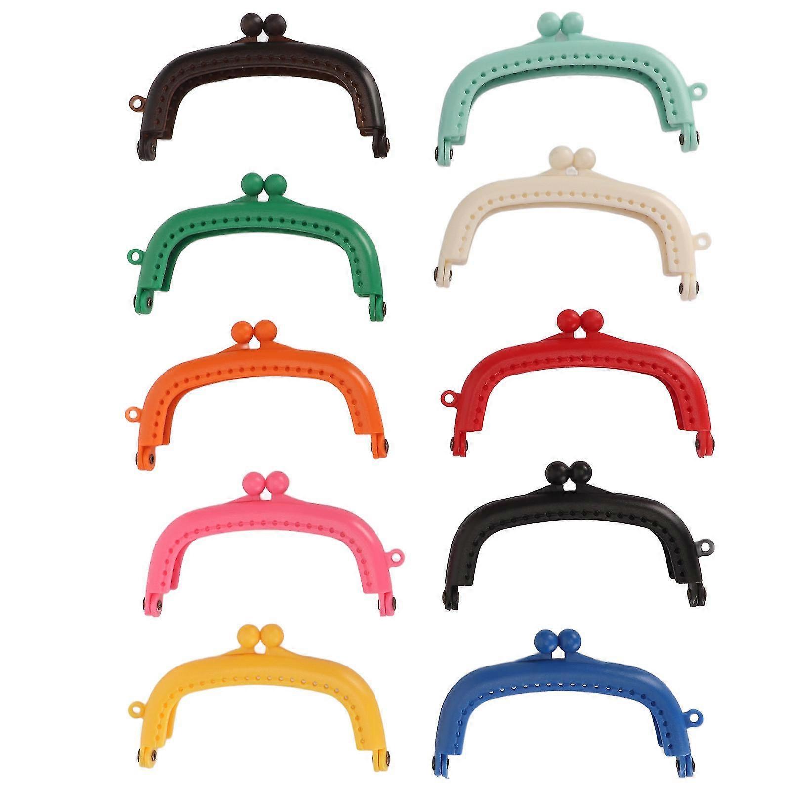85mm Assorted Colors Durable Plastic Light Weight Coin Bag Kiss Clasp Lock Pack of 10