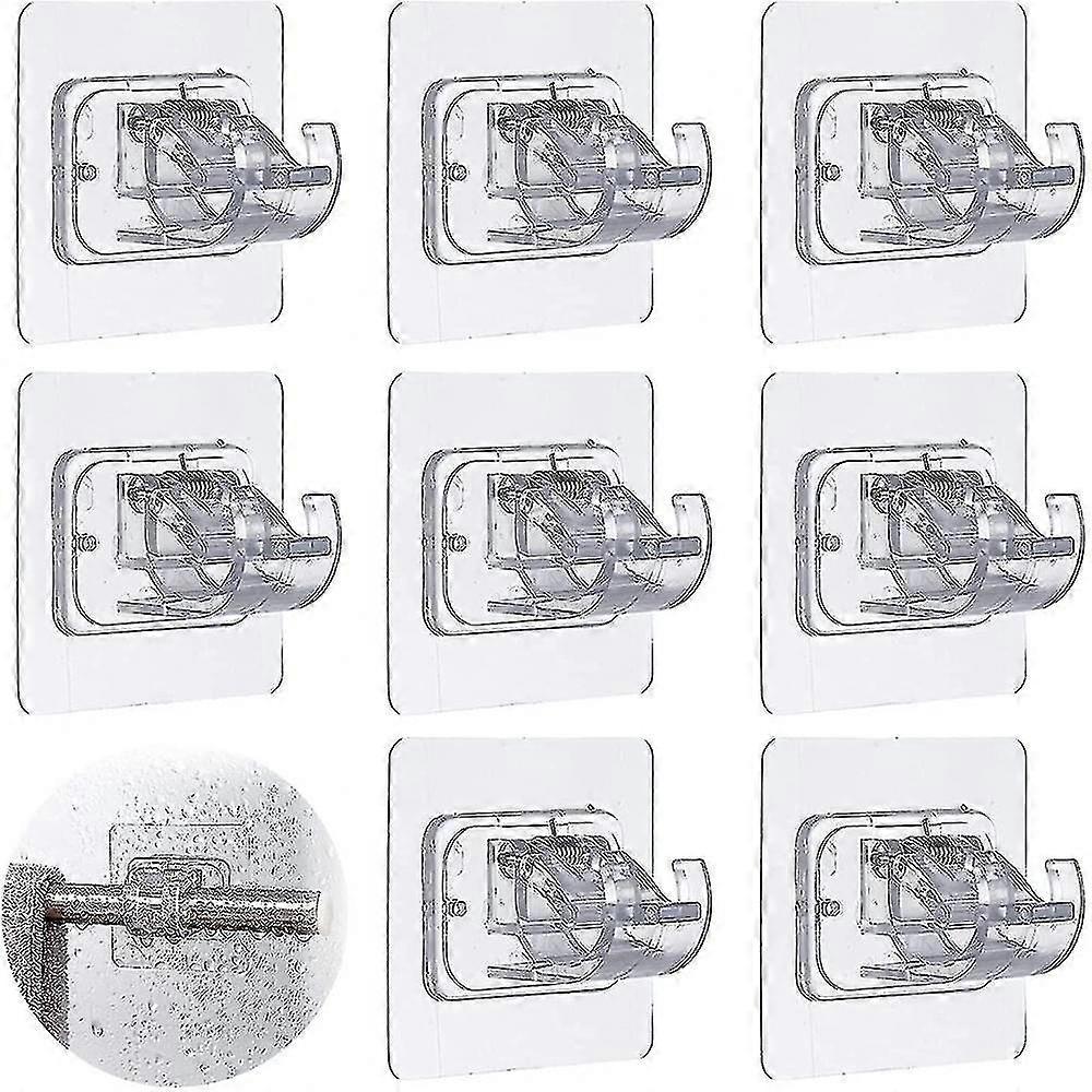 Curtain Rod No Drilling, 8 Pcs Adhesive Curtain Rod Holder Hooks EGZ