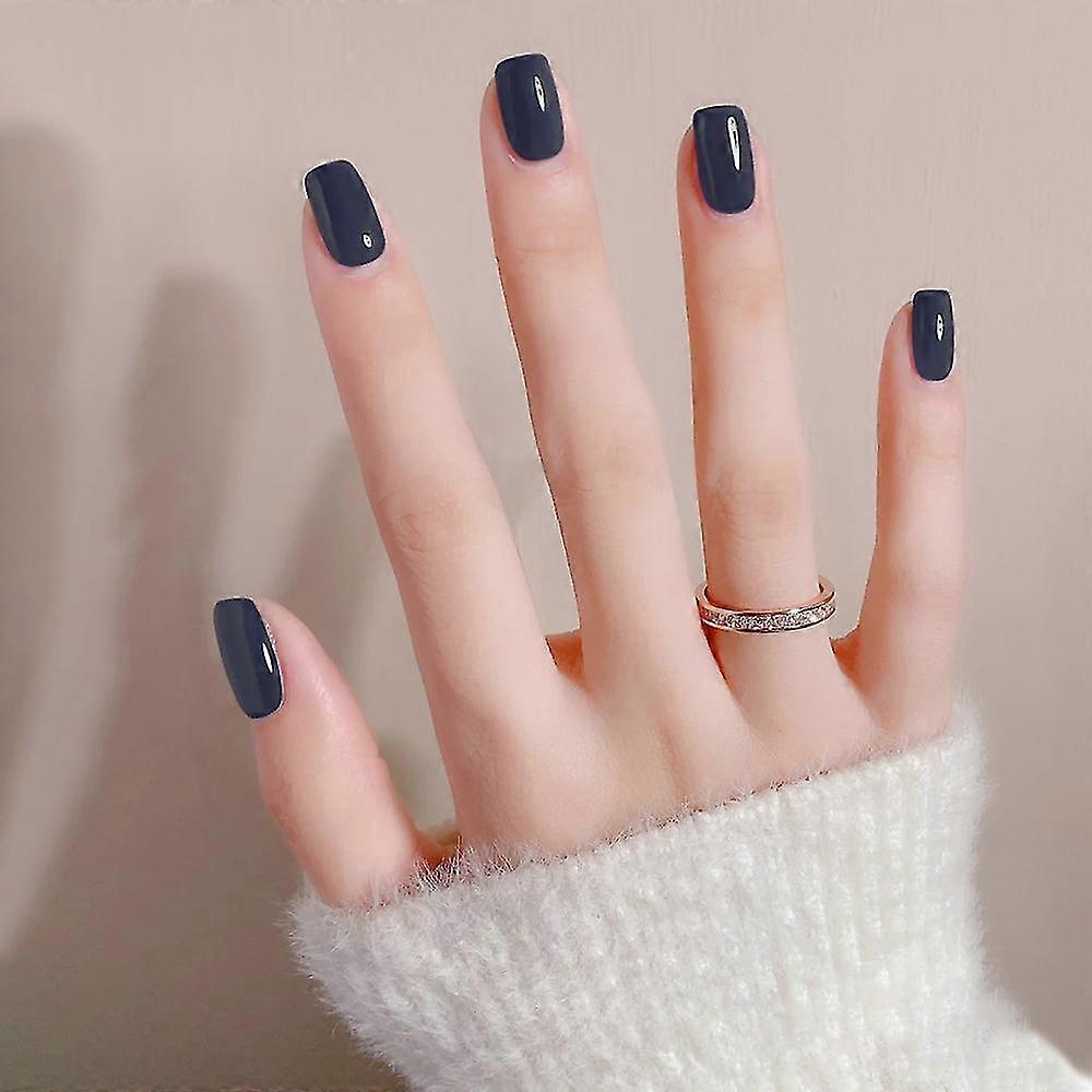 Short Blue Fake Nail Stickers Wearing Nail Patch Nail Patch Removal Nail Patch Nail Patch