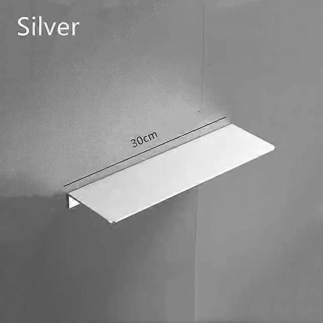Silver Bathroom Accessory Storage Shelf Aluminum Wall Hanging Bathroom Accessory Mirror Front Storage Tray Makeup Table Shower Room Organizer Rack