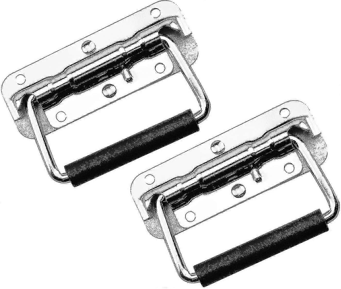 2 Pcs Box Handle Spring Folding Handle Chest Handle Flight Case Handle Stainless