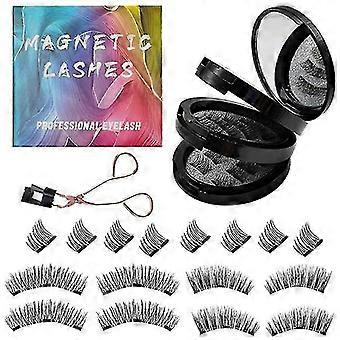 4 Paar magnetische Wimpern ohne Eyeliner, wiederverwendbare magnetische falsche Wimpern, natürliches Aussehen 3D magnetische falsche Wimpern