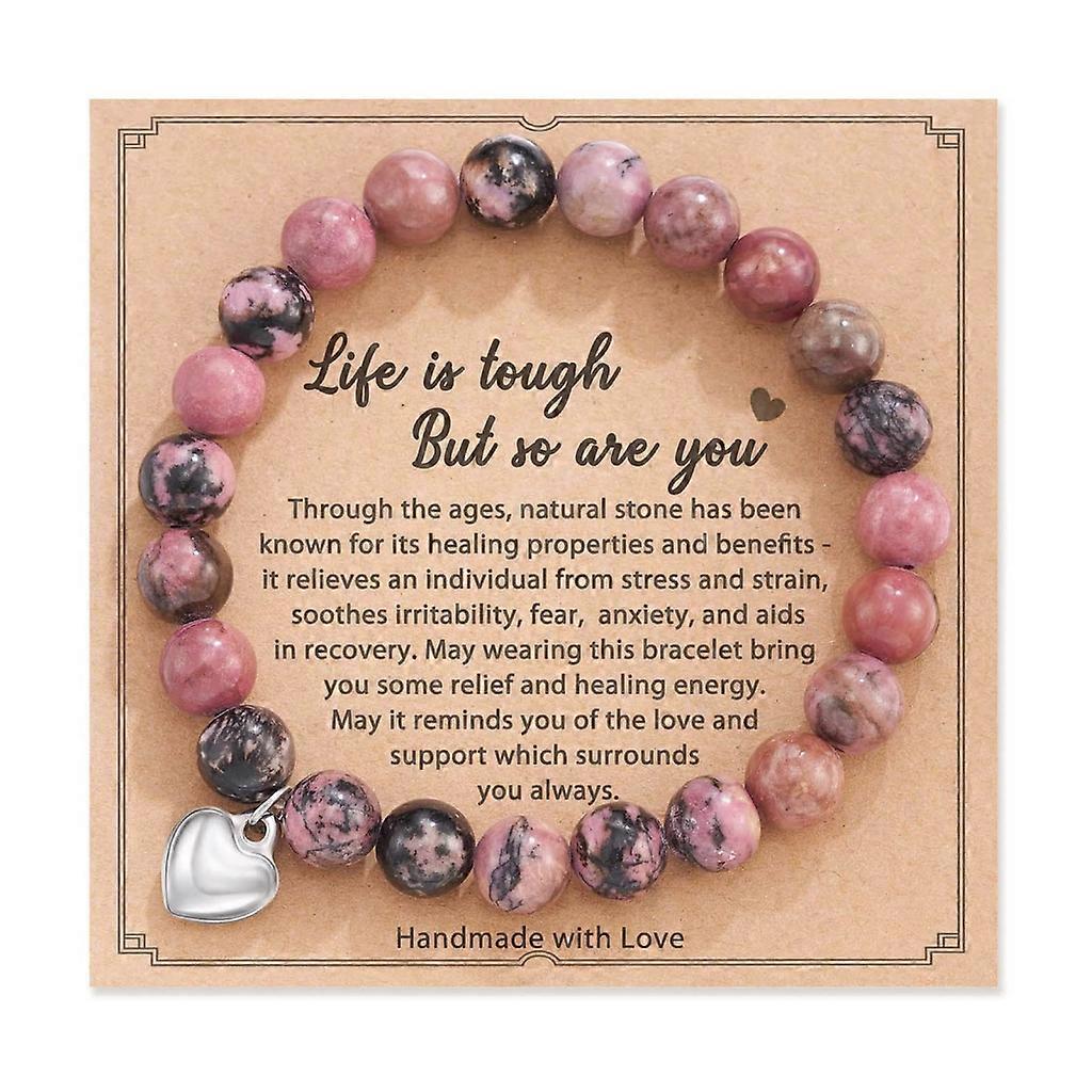 مطرز سوار المرأة أساور الحجر الطبيعي حمار وحشي- حجر الخرز القلب سوار