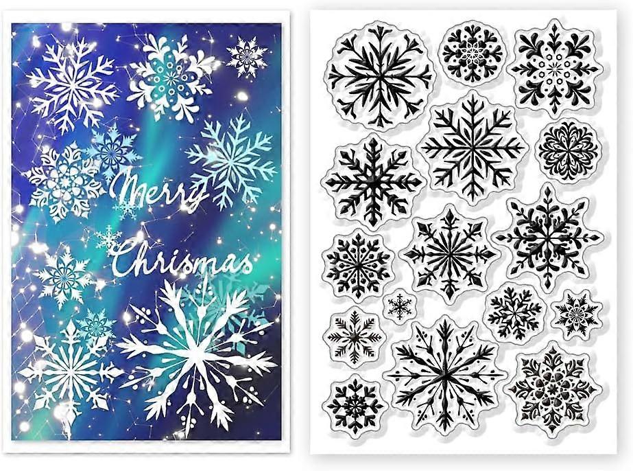 Snowflake Background Clear Stamps Transparent Silicone Stamps with Snowflake Pattern for DIY Scrapbooking Cards Making Photo Album Decorative DIY