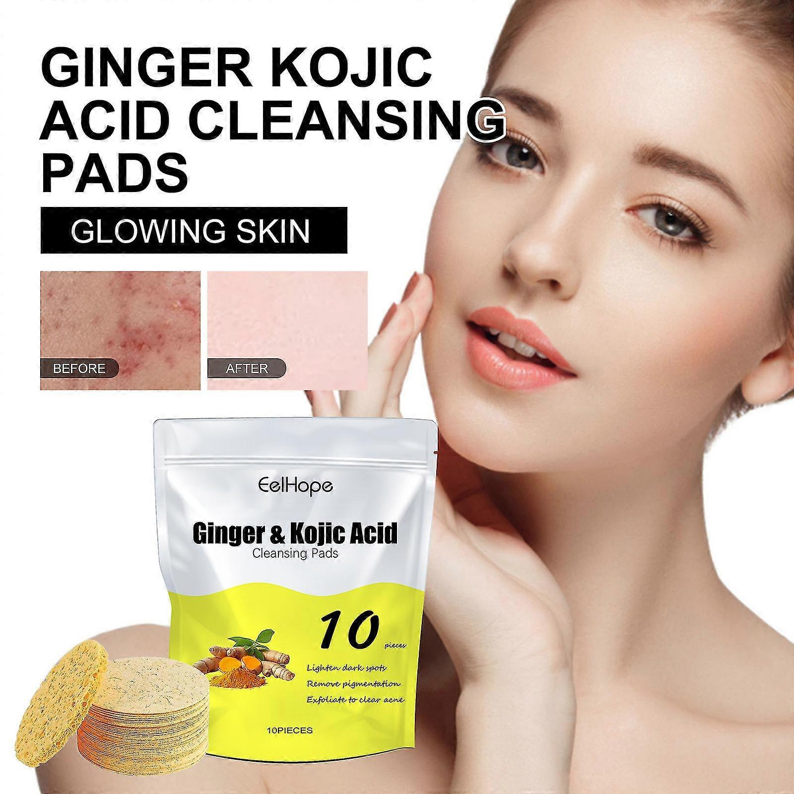 Επιθέματα κουρκουμά Kojic Acid, 2024 Νέα επιθέματα καθαρισμού Kojic Acid και κουρκουμά, συμπιεσμένα σφουγγάρια προσώπου για καθαρισμό απολέπισης Tw