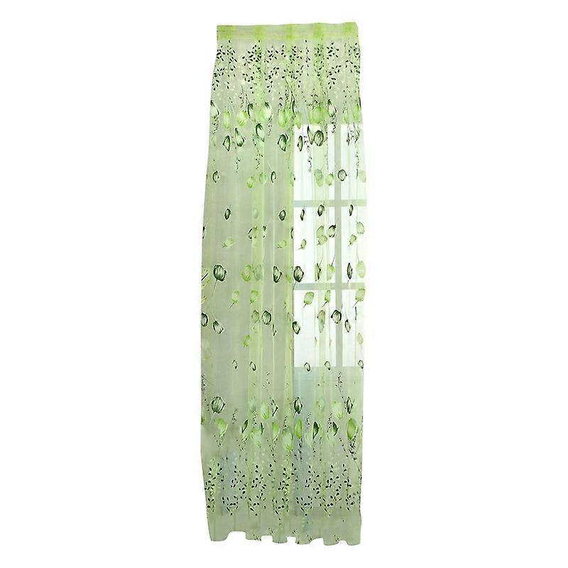 Tulip Pattern Sheer Curtain No Odor Polyester Breathable Transparent Door Drape for Home