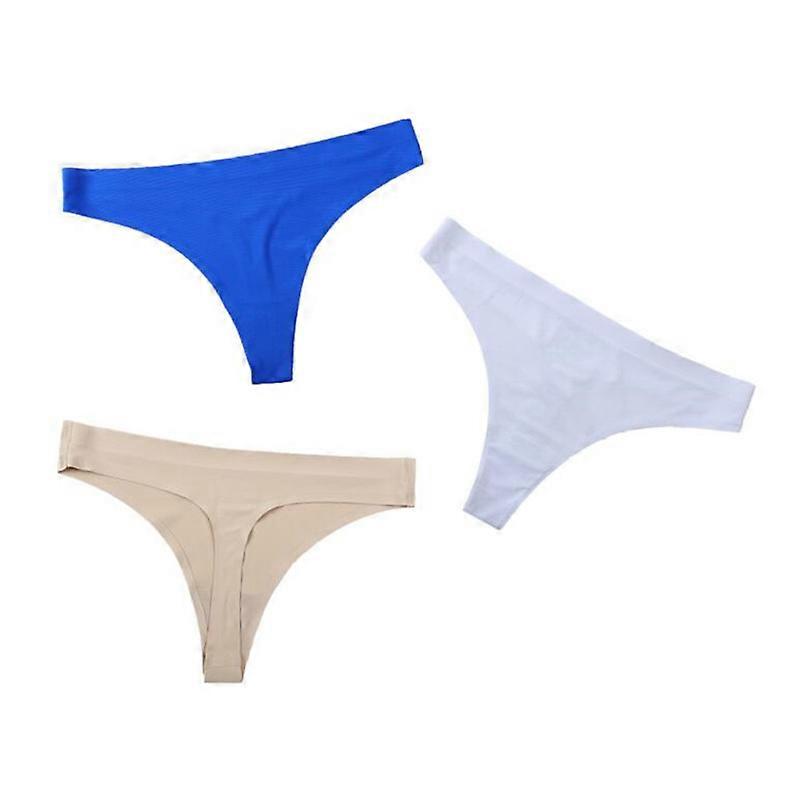 3 τεμ/πακέτο Ice Silk Γυναικεία Εσώρουχα Χωρίς Ραφή Στερεά Χαμηλή Άνοδος Σέξι Στρινγκ Κυρίες Αθλητισμός Οικεία G-string Κιλοτάκι S-XL