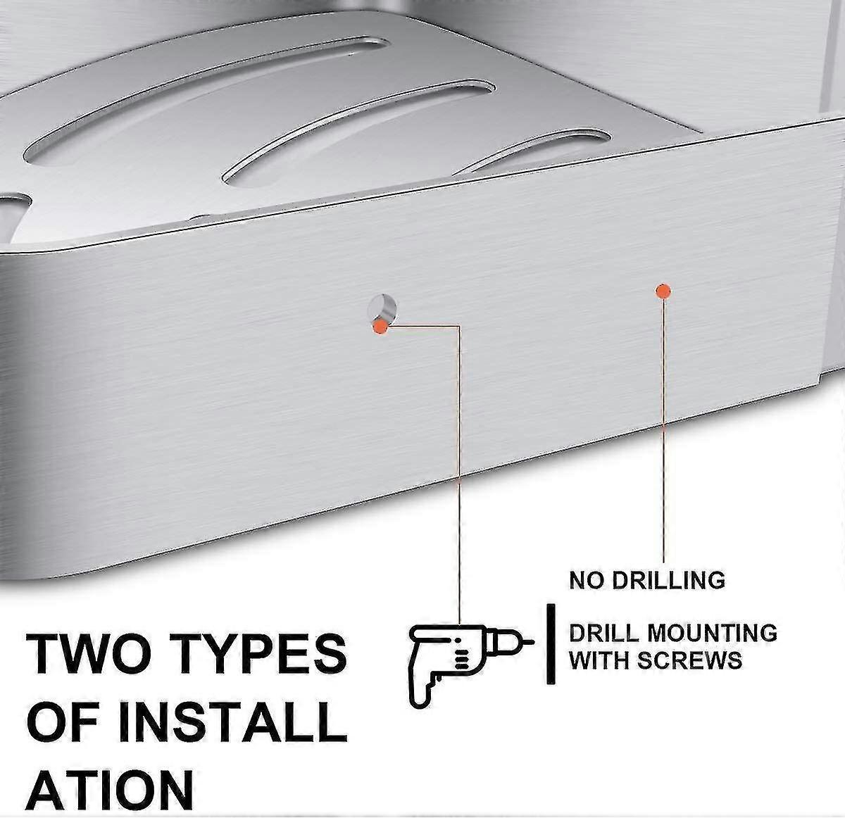 Corner Shower Shelf Bathroom Shelf Without Drilling Basket Shower Storage Aluminum Wall Shower Shelf Storage Box Two Pieces Silver (2 * Pcs)