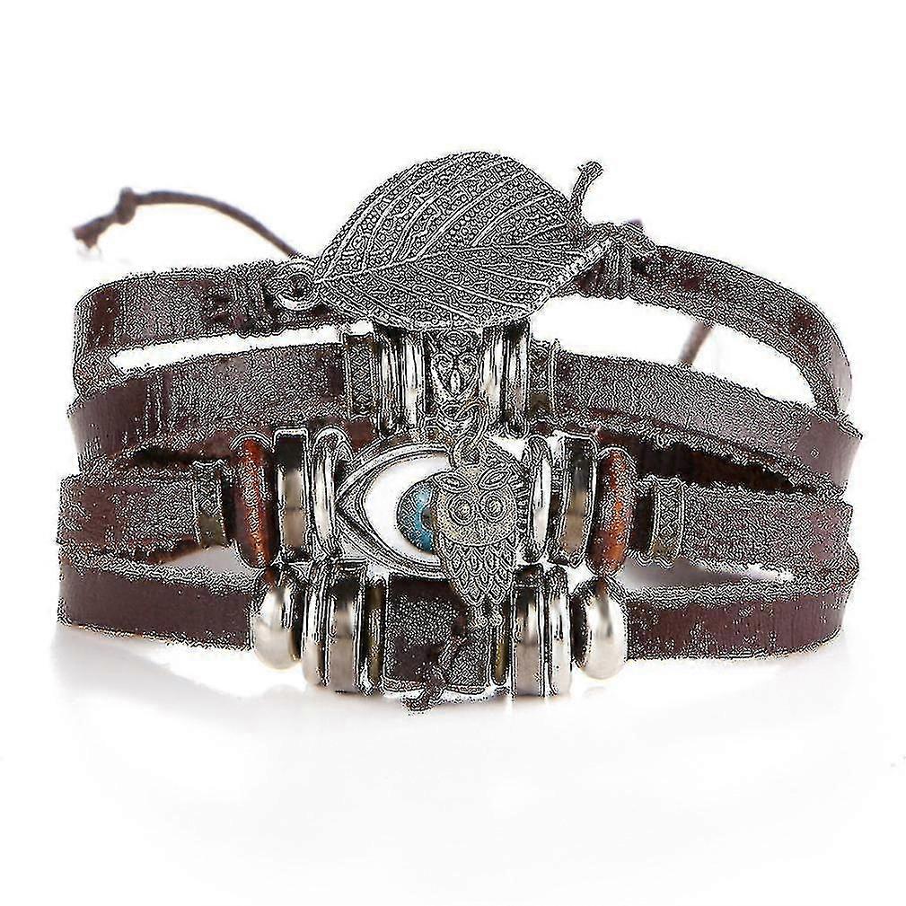 Owl Rope Multi-layer Woven Leather Bracelet