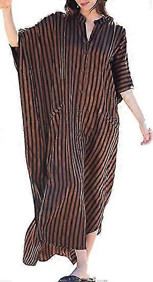 Damen Button-up Strickjacke Kleid Strand Langes Kleid 1 Stück Braun