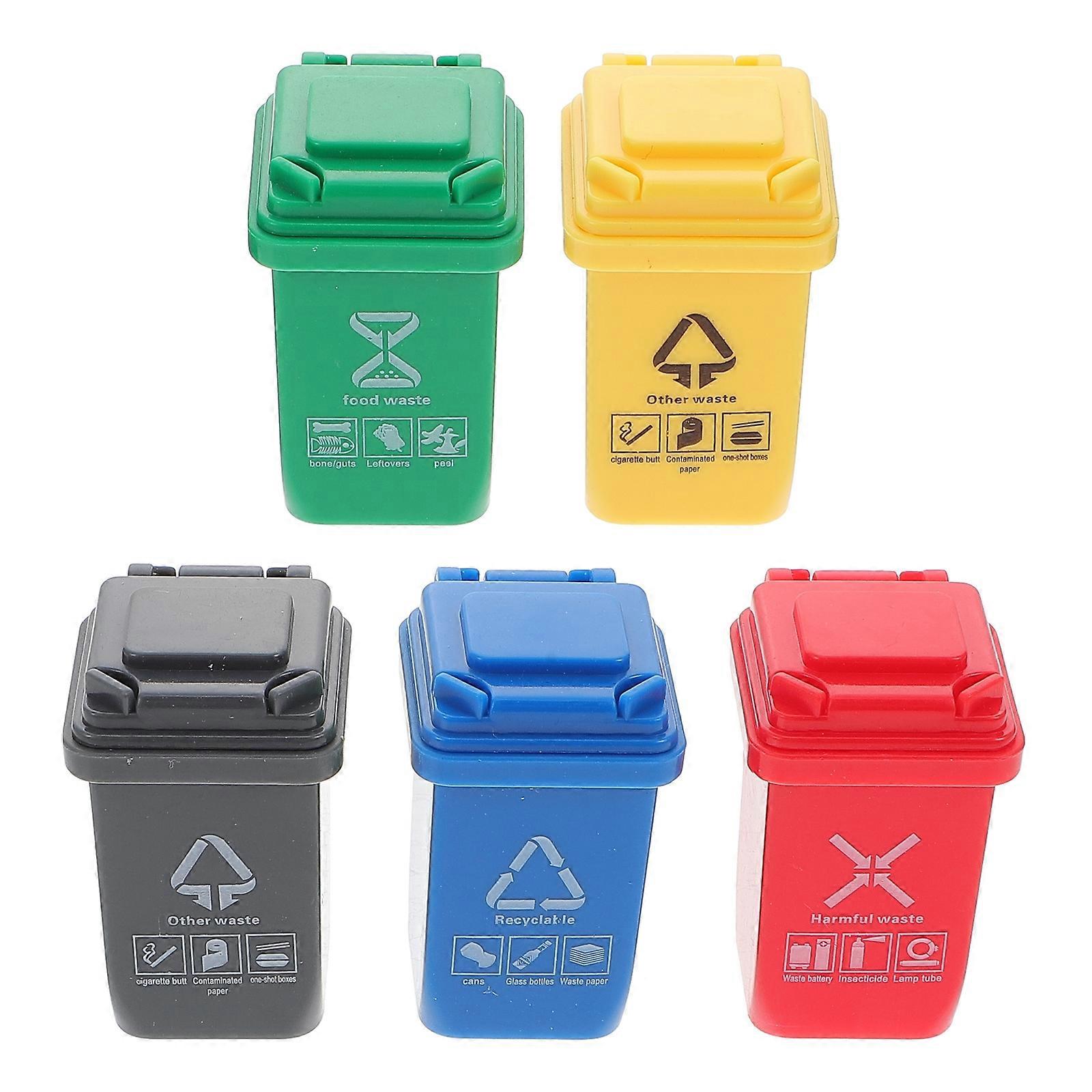 5pcs Mini Trash Can Model Doll House Trash Can Sorting Garbage Can Miniature Scene Model