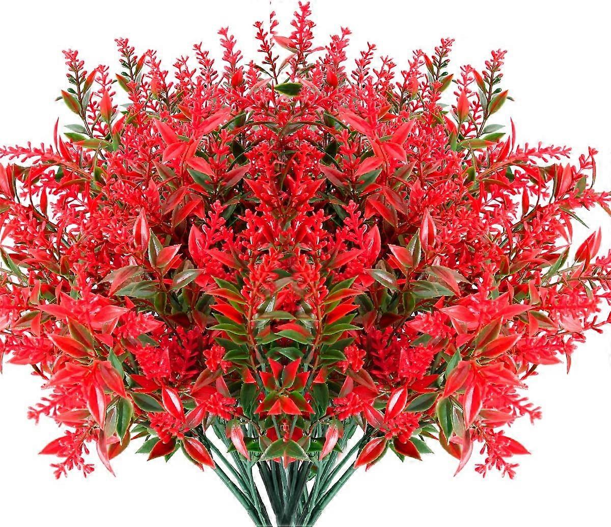 8 צרורות פרחי לבנדר מלאכותיים חיצוני עמיד בפני UV פרחים מזויפים ללא דהייה צמחי פלסטיק מלאכותיים מרפסת גן חלון חלון קישוט (סגול קלאסי