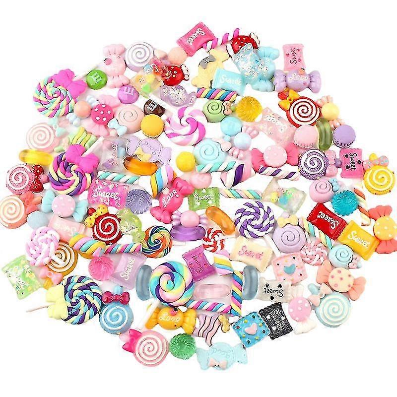 50/100pcs سحر الراتنج حلوى وهمية لطيف مجموعة مختلطة متنوعة الحلويات Flatback الخرز صنع اللوازم لصنع الحرف اليدوية DIY