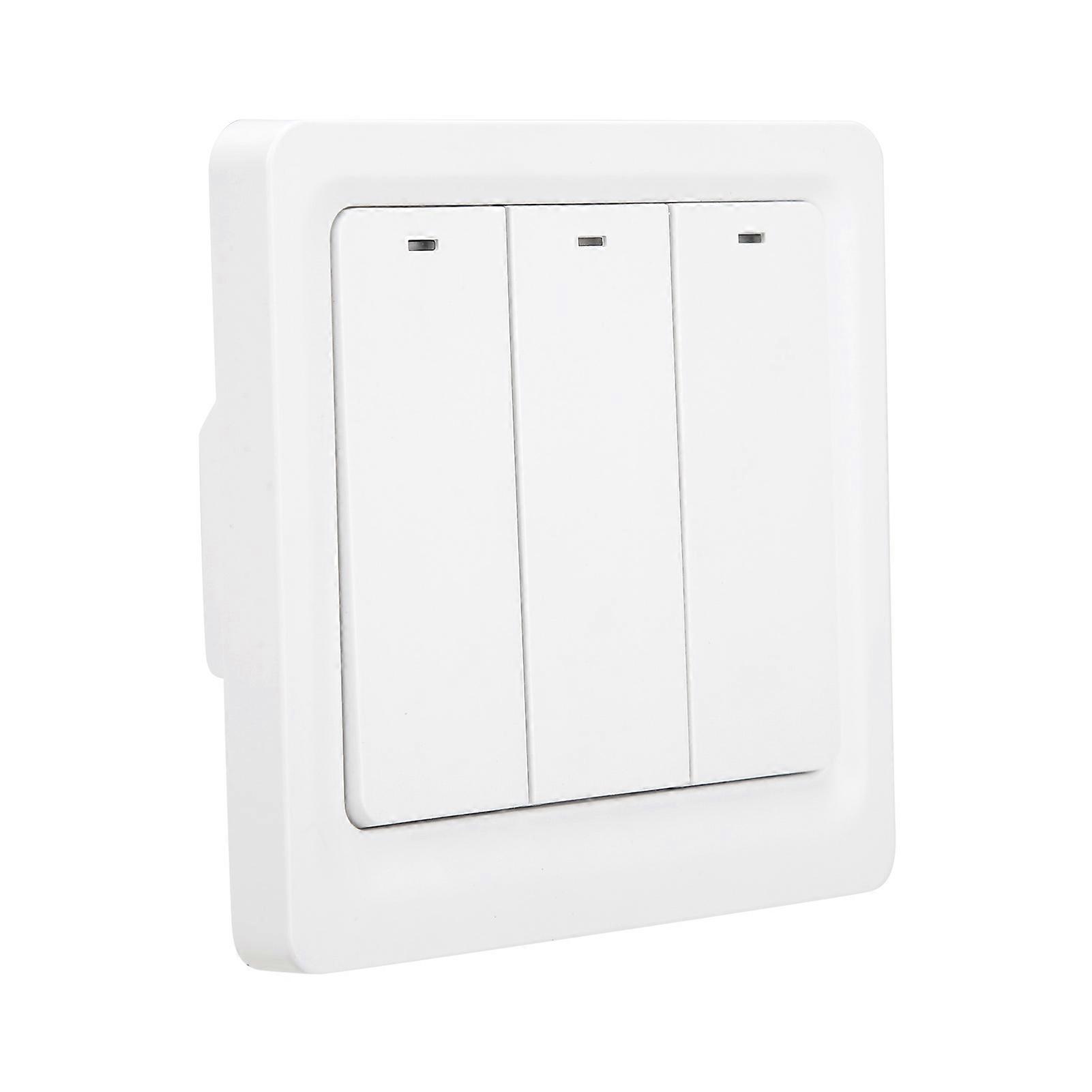Wall Smart Light Switch Push Button Zero Fire 3 Gang 600W ABS for TUYA AC 110‑240Vfor ZigBee