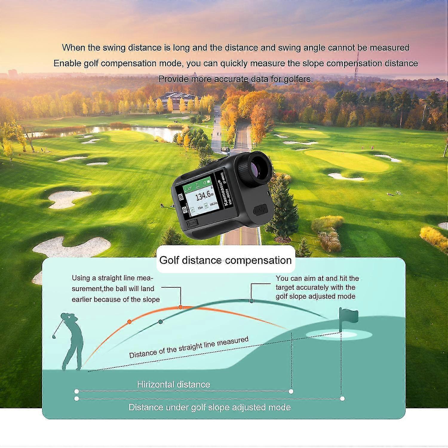 600M / 800M / 1200M / 1500M Golf Rangefinder Distance Meter with LCD Touch Screen 6.5X Magnification