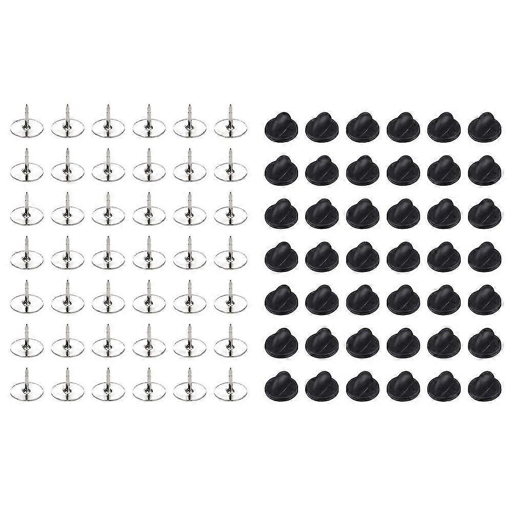 50 Set Tie Tack Blank Pins With Rubber Pin Backs For Butterfly Clutch Backings