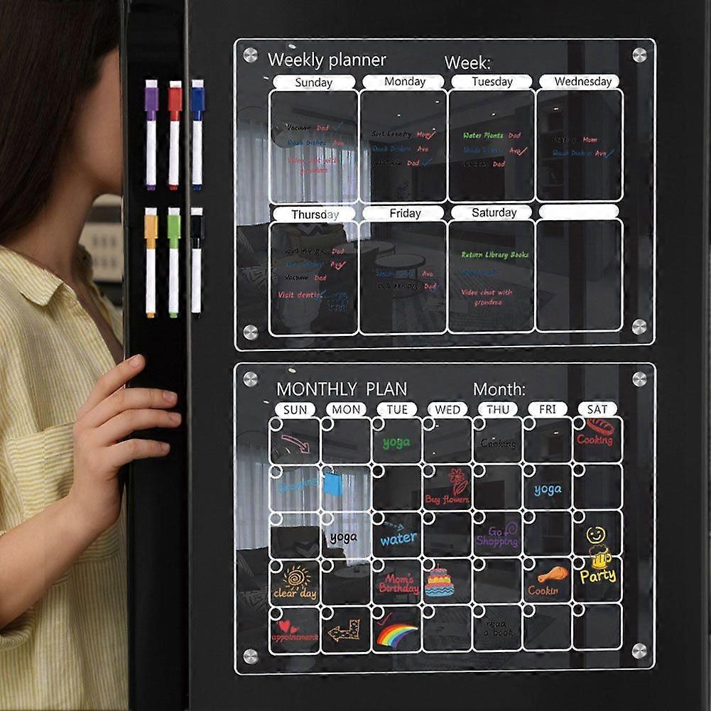 Magnetic Fridge Calendar Clear Acrylic Magnetic Calendar Board Planner Daily Weekly Monthly Schedule Dry Erase Board For Home