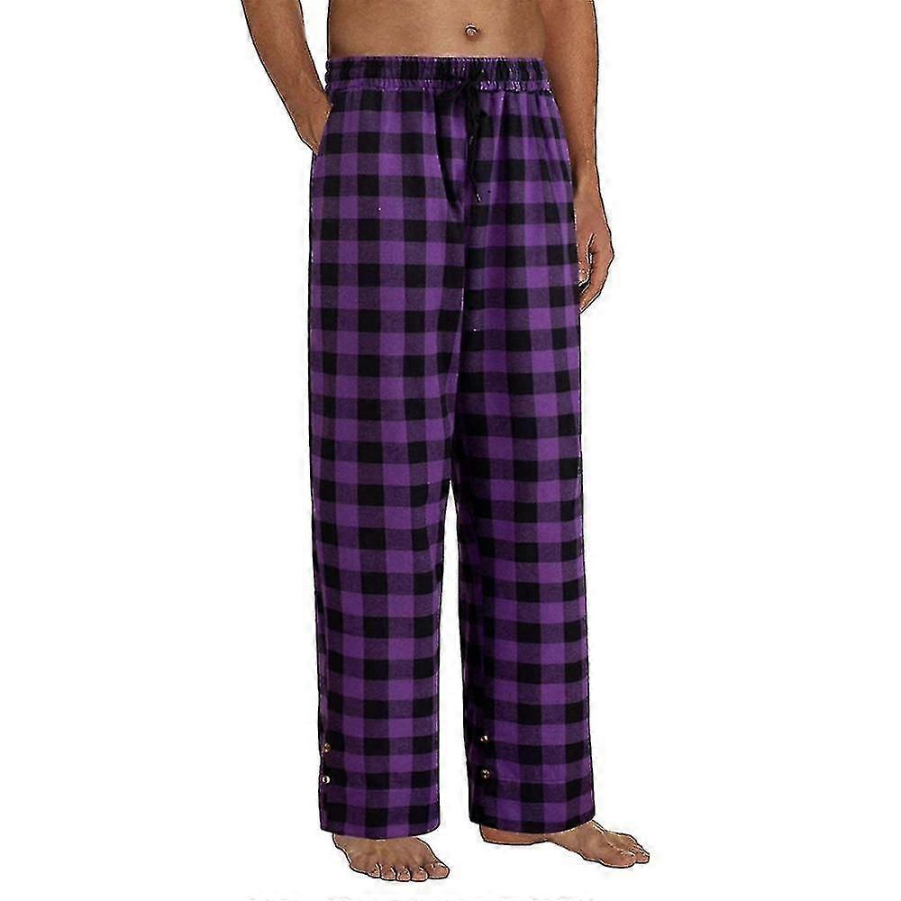 Herren Pyjamahose Weihnachten Karierte Pyjamahose mit Taschen Schlafhose mit weitem Bein