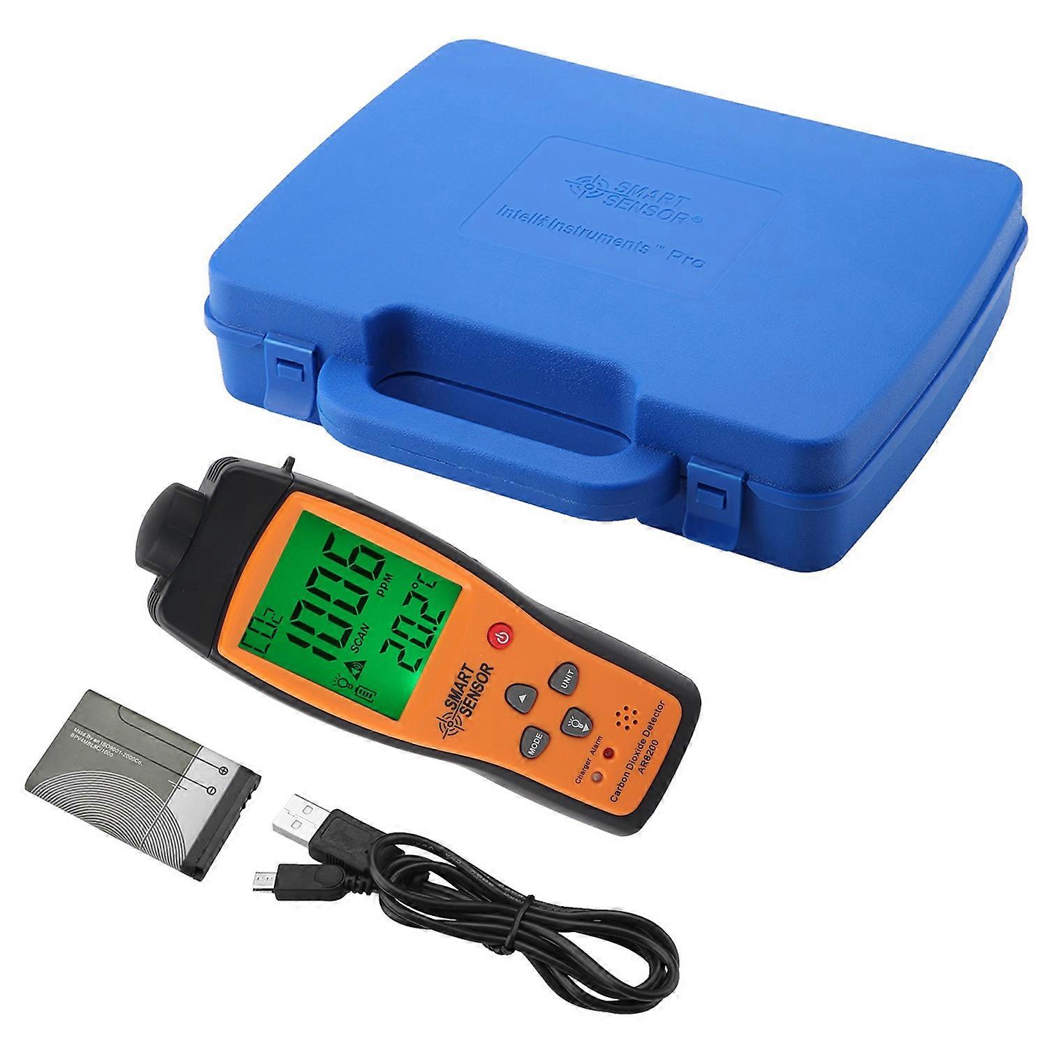 SMART SENSOR AR8200 CO2 Gas Detector with Sound Light Alarm LCD Carbon Dioxide Monitor 350‑9999PPM 1