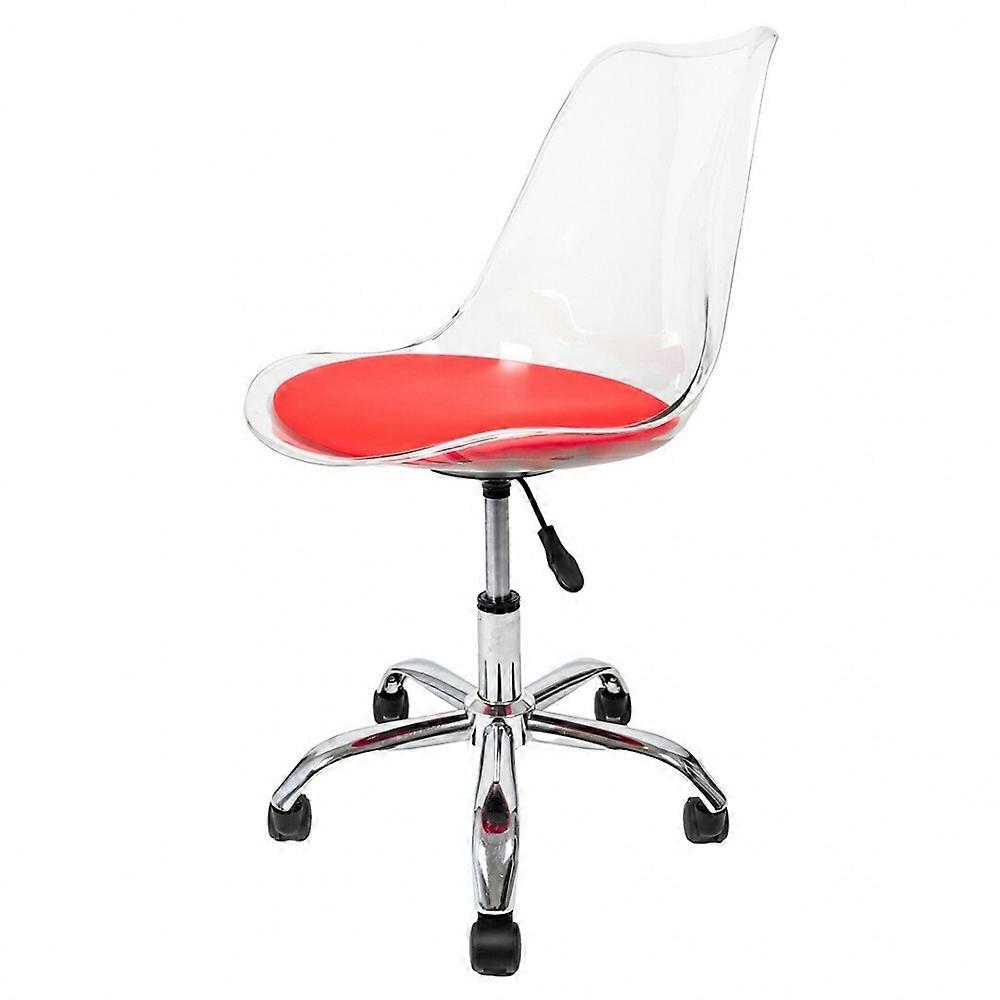 Fusion Living Soho Klar Og Rød Plastik Skrivebordsstol Med Drejelig Base