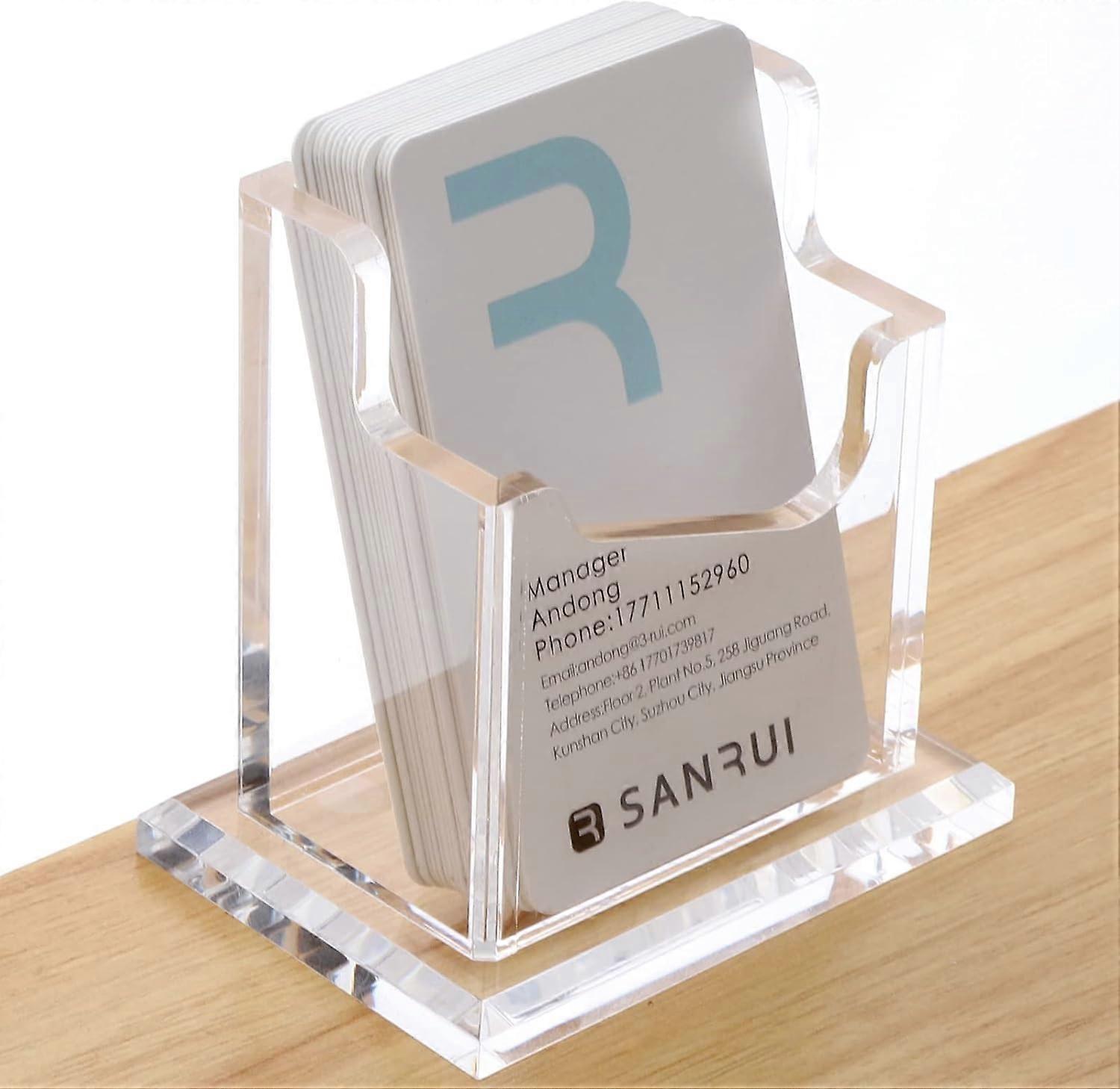 Acrylic Business Card Holder, Vertical Clear Organizer for Office, Durable Desktop Display Stand, 3.5x2 Inch Size
