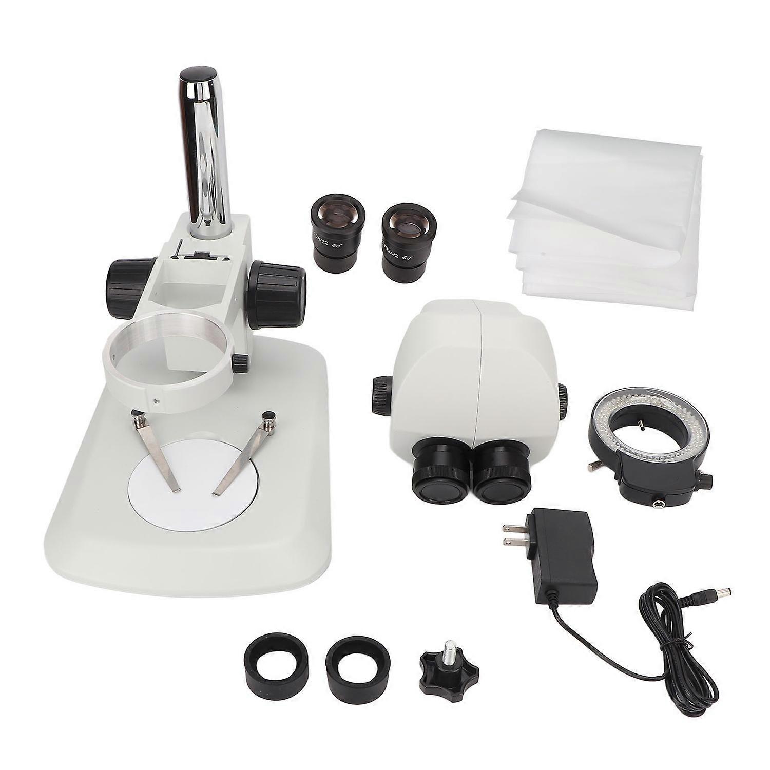 Binocular Microscope Kit with Ring Light for Adults Scientific Education Supplies White 100‑240V US