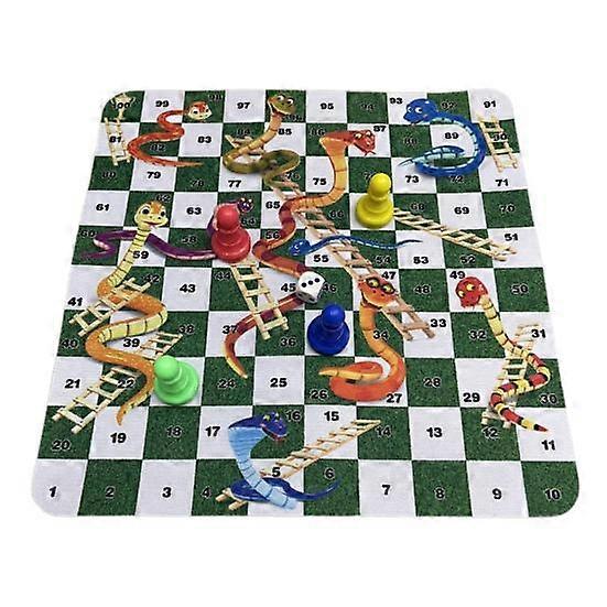1 Set Snake Ladder Chess Board Game with 24CM Chessboard 4 Chess