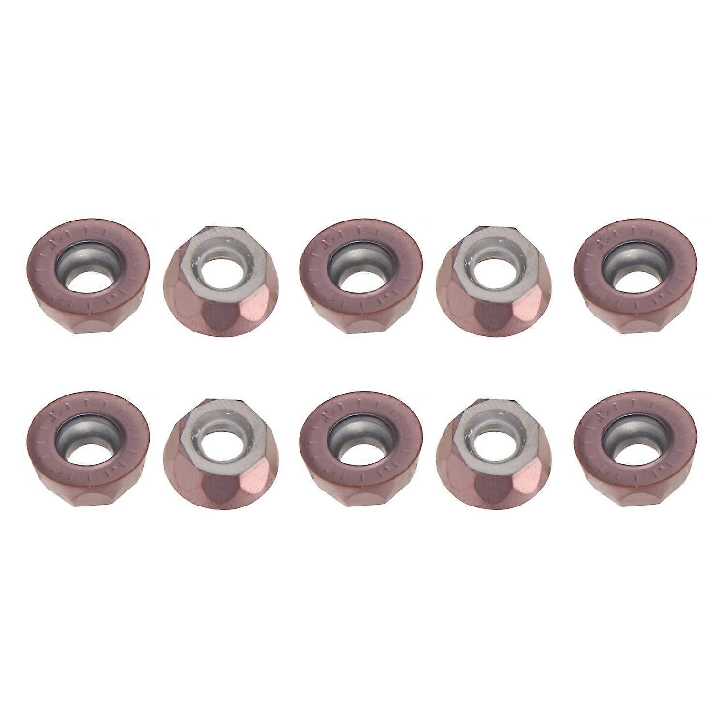 10Pcs Round Carbide Inserts Cutters for DIY CNC Lathe Wood Turning Bronze Carbide Coating(RPMT10T3MO