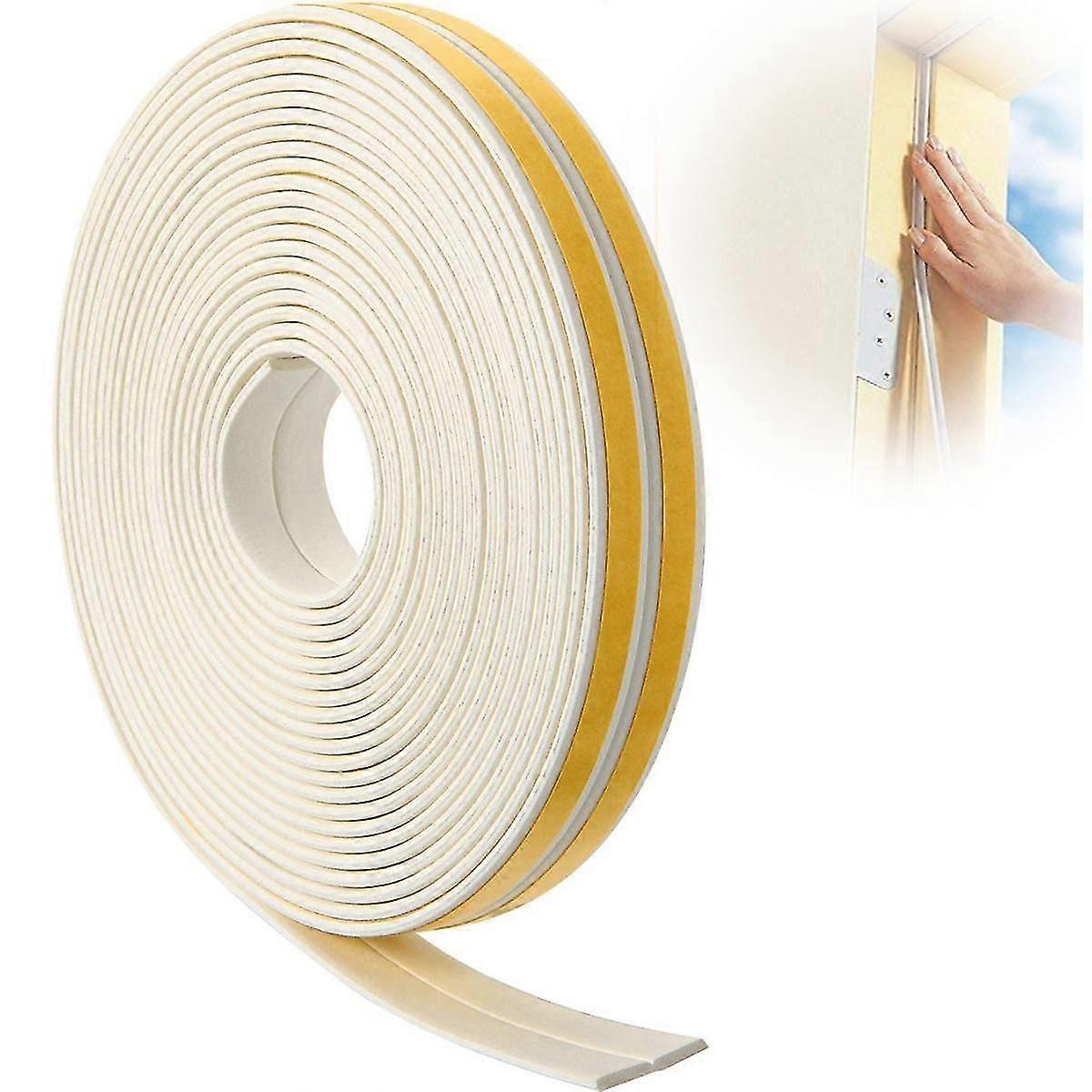12m Seal Strip Foam Tape Seal Strip Door Window Draft Exclusion Epdm Tape Self Adhesive Seal Strip For Blades Wind Noise Proof (white)
