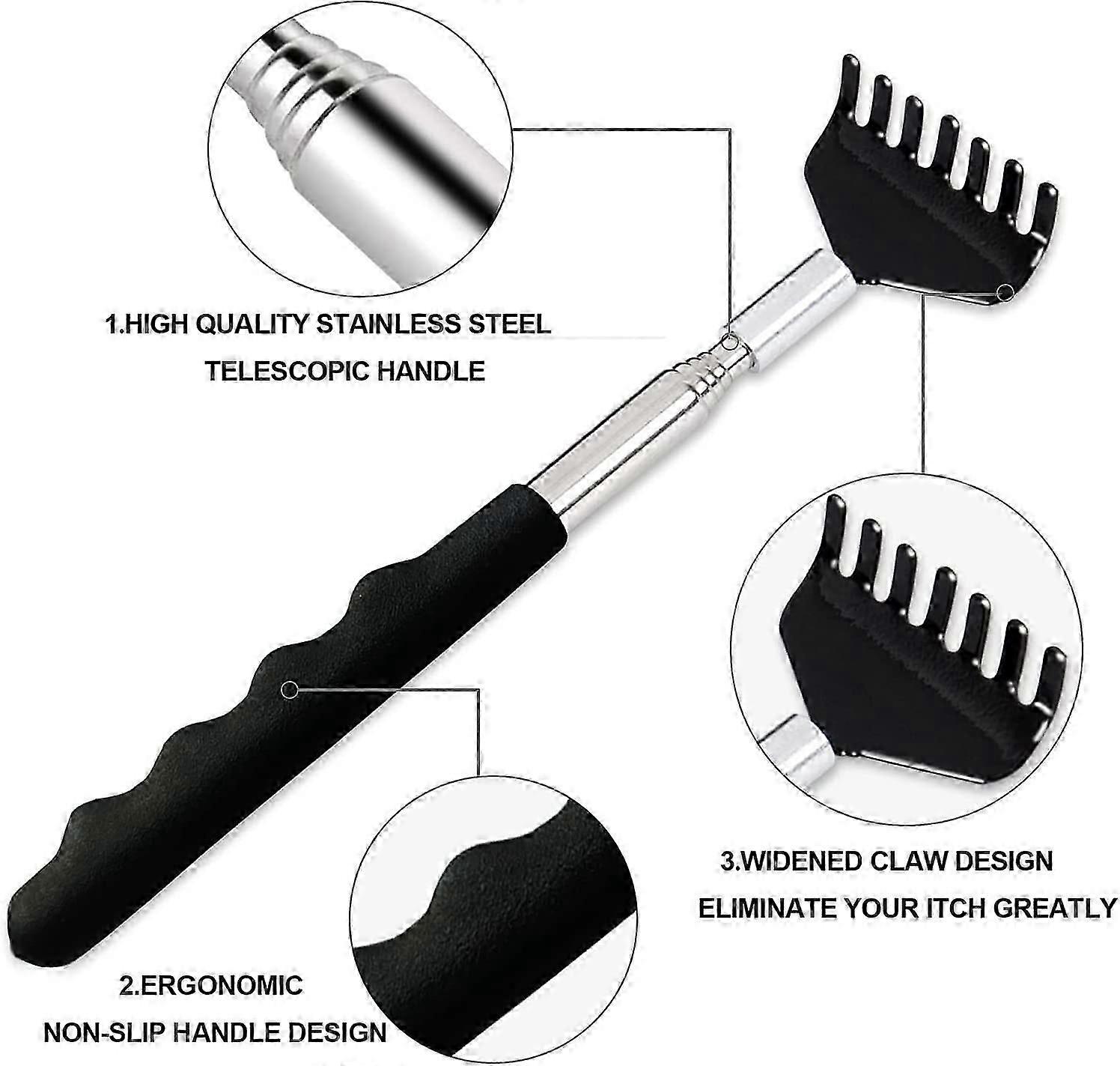 3パックバックスクラッチャー拡張可能なポータブルバックマッサージャーバックスクラッチャー男性女性子供用大人用、ゴム製ハンドル付き伸縮式バックスクラッチツール