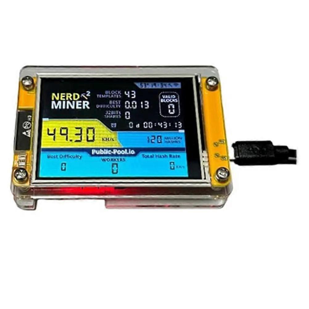 NerdMiner V2 2,8 tommer skærm BTC Solo Lotteri Nerd Miner Krypto Bitcoin Mining Machine
