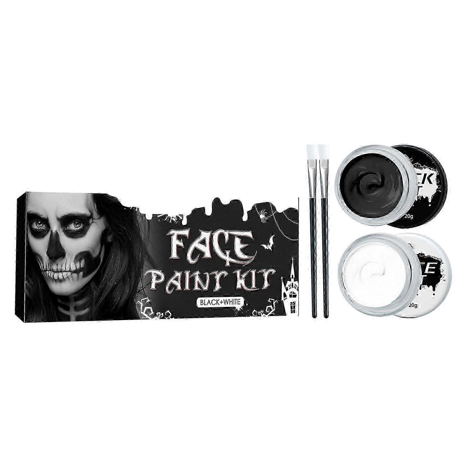 White and black face body painting full coverage face paint special effects